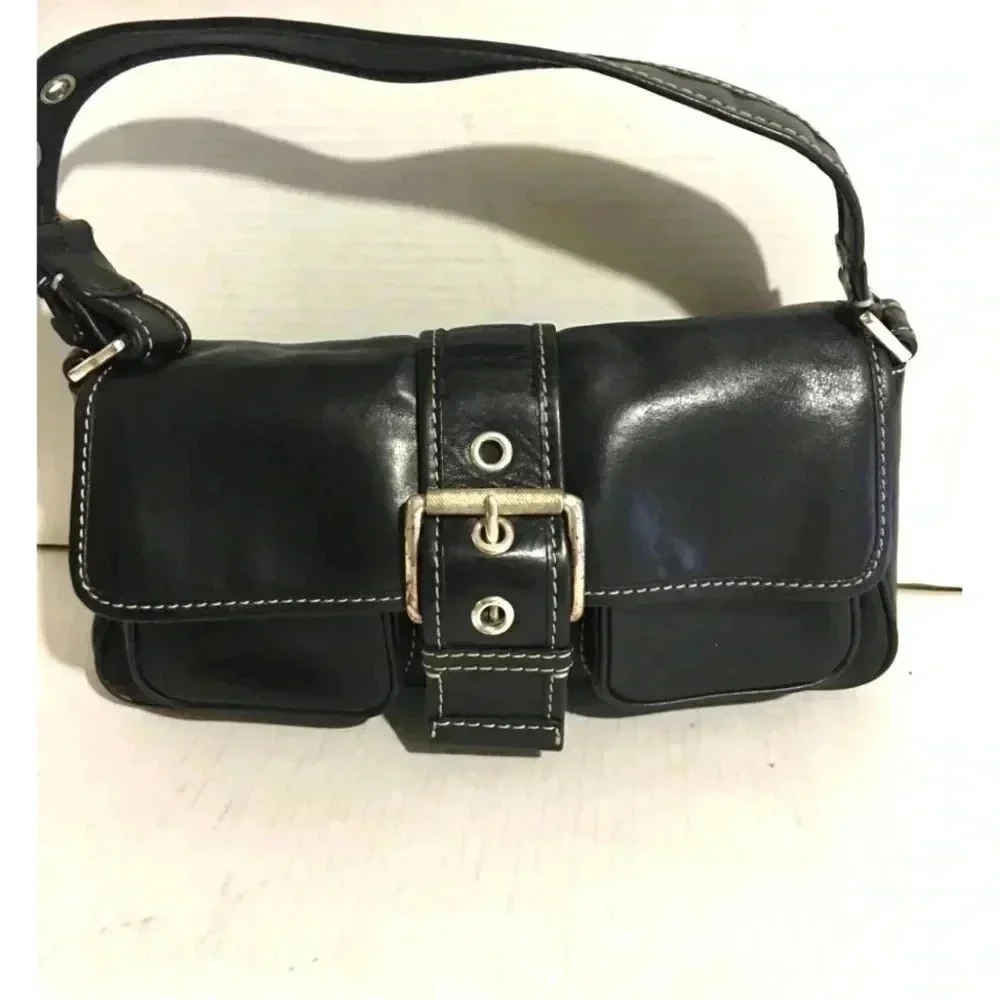Michael Kors black leather shoulder handbag